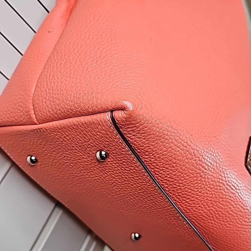 Dooney &Bourke Tote Shoulder Bag Leather Orange Goldtone Hardware 3 Compartments - Picture 3 of 16